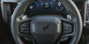 Steering wheel of a 2024 Ford Bronco.